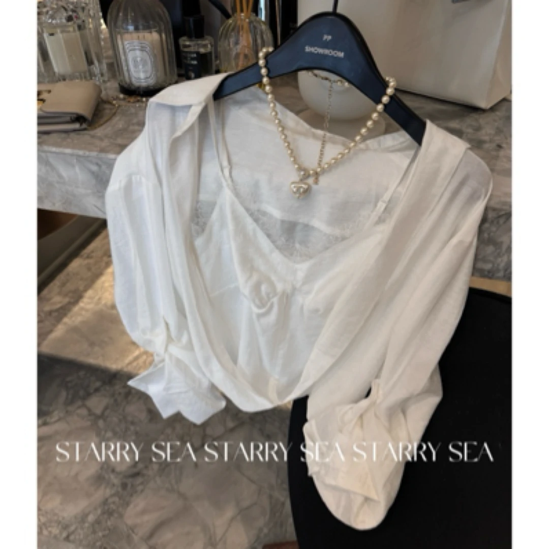 PP早秋 【昭和千金 假两件套蕾丝衬衫】薄款上衣#PP0245SY