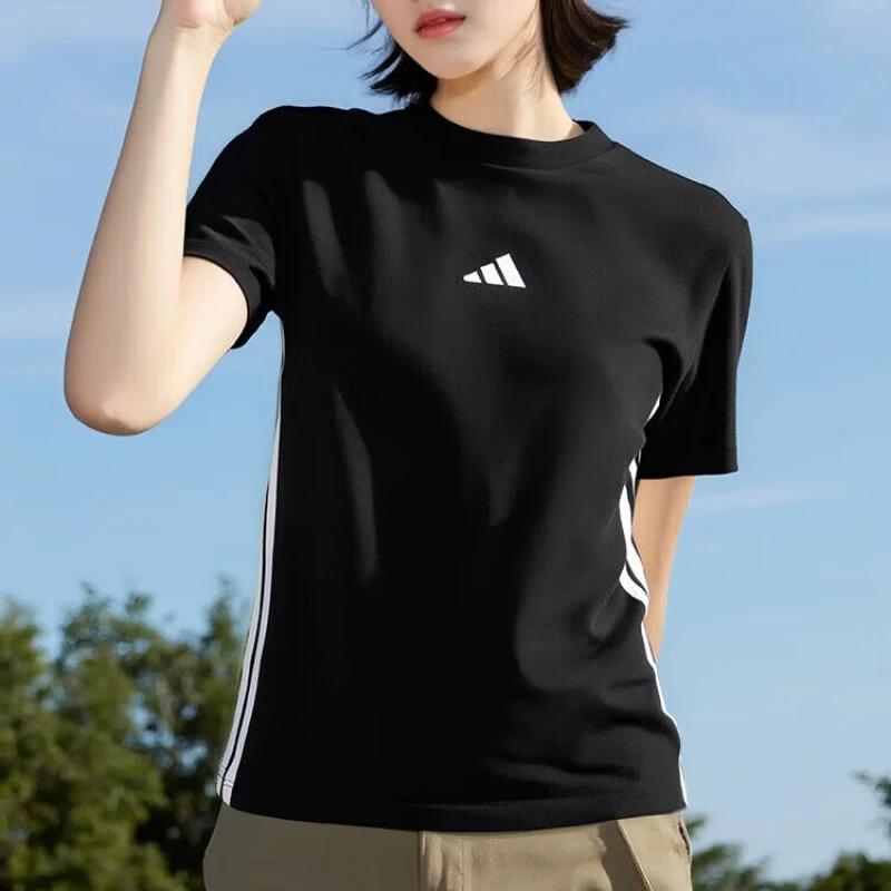 阿迪达斯正品圆领短袖女子2025夏季新款复古运动服休闲纯棉T恤