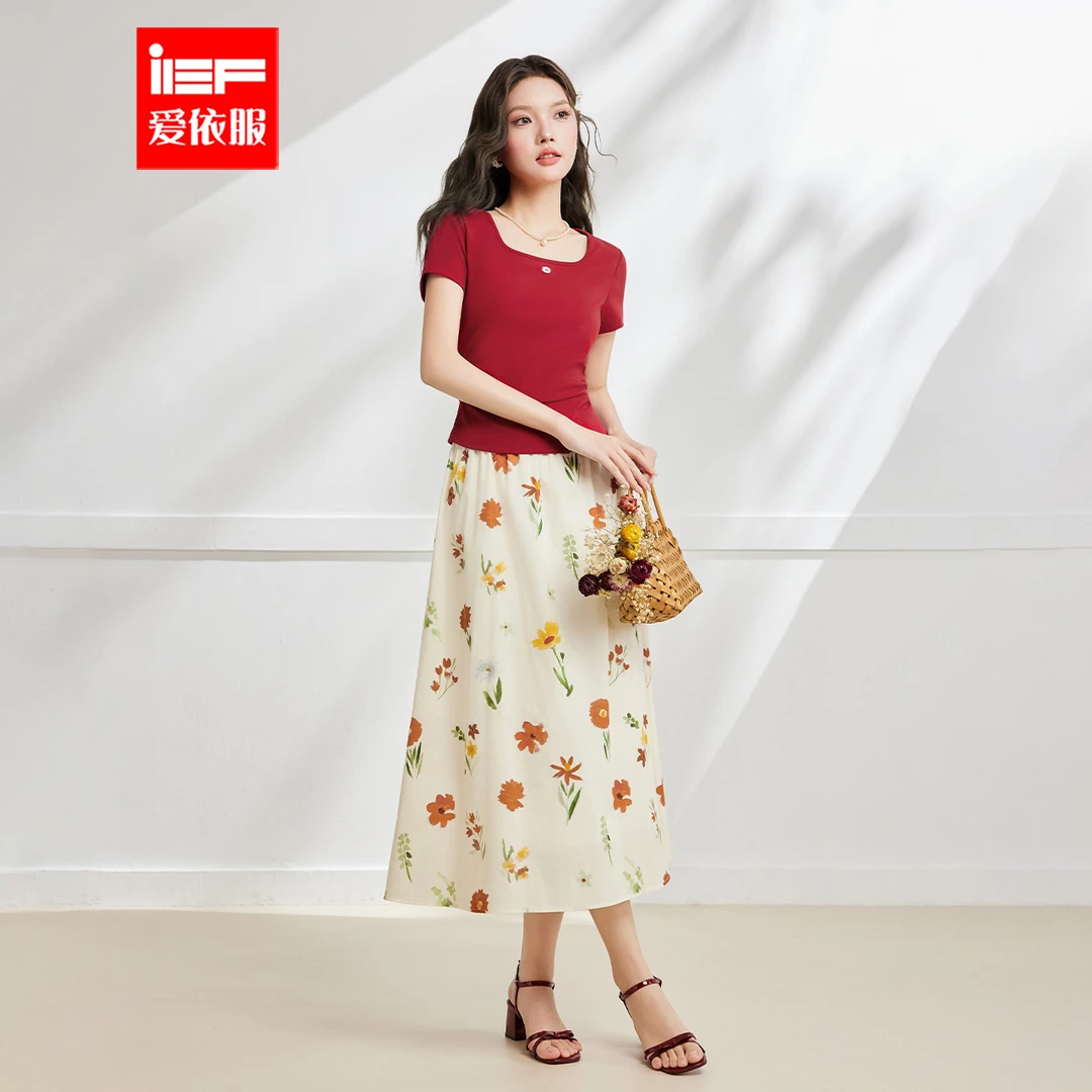 IEF/爱依服时尚套装2025夏季新款法式森系温柔风显瘦百搭上下套裙