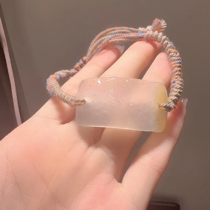 岫玉未镶嵌手牌手工锤纹
