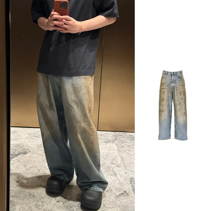 全新未使用 Acne studio 蓝色2023M做旧破坏牛仔裤 B00381-863