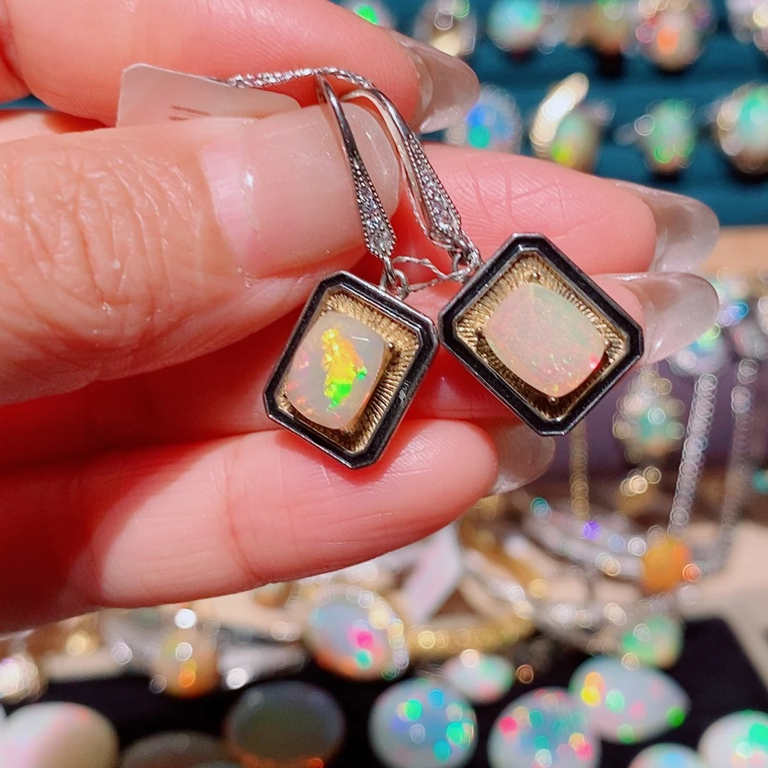 欧泊银S925镶嵌耳饰