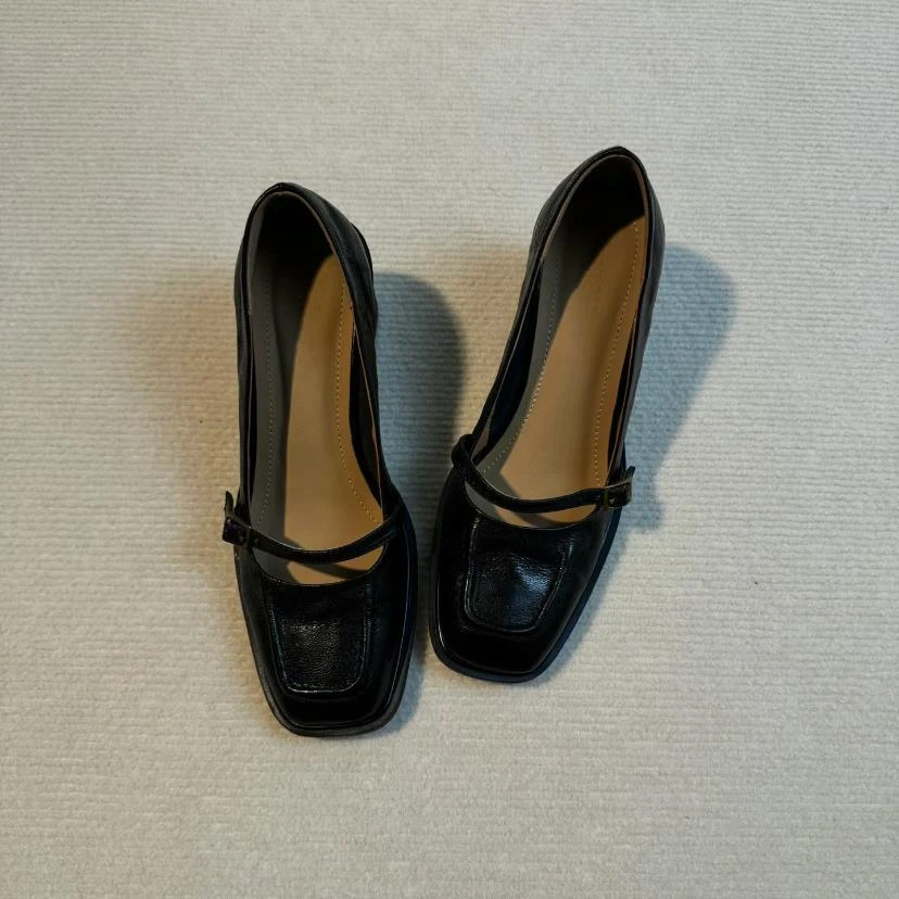 超好吖~皮法式粗跟气质单鞋女2025新款一字扣带玛丽珍鞋高跟鞋