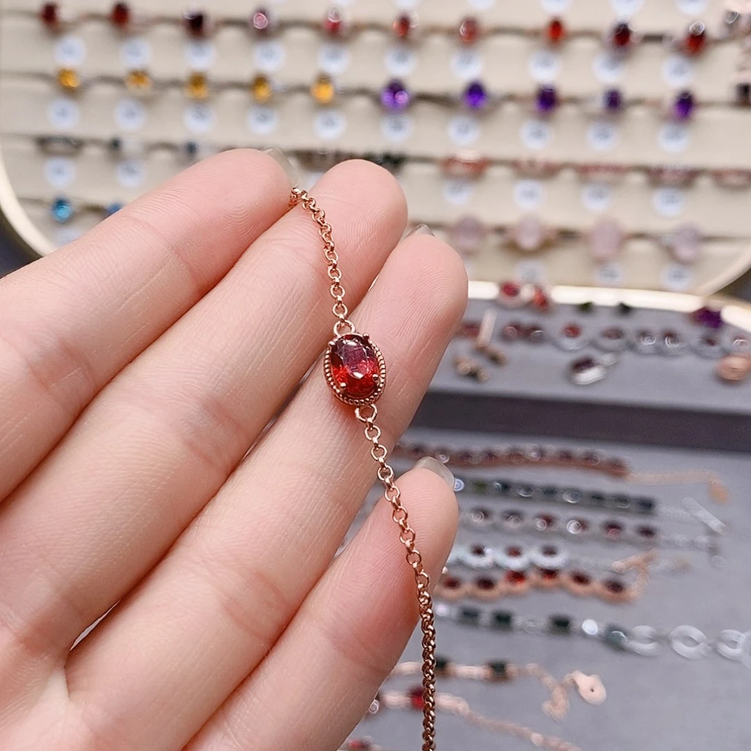 石榴石手链银S925镶嵌手链