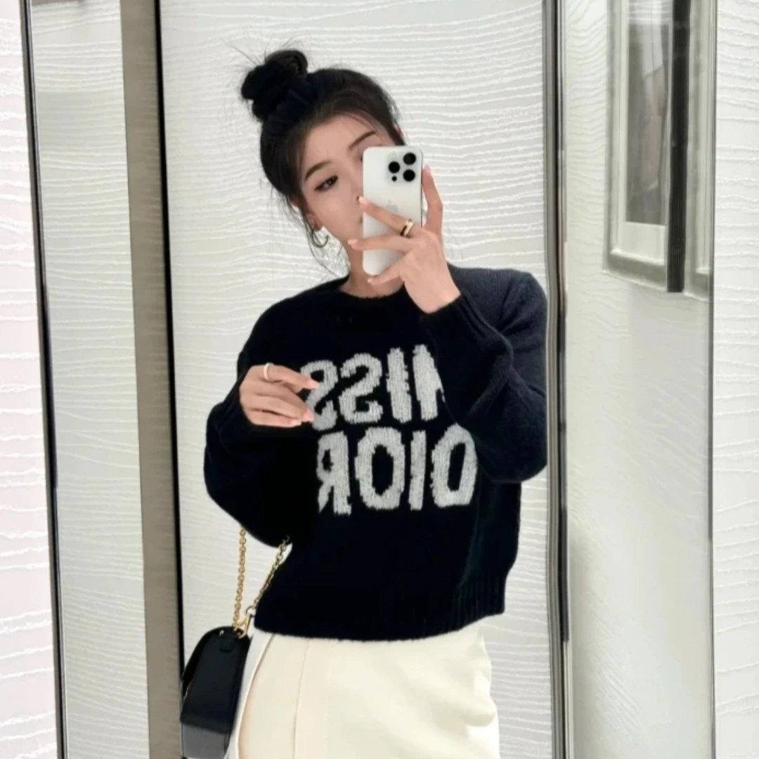 99新 DIOR/迪奥 25字母Logo圆领套头长袖毛衣 34码