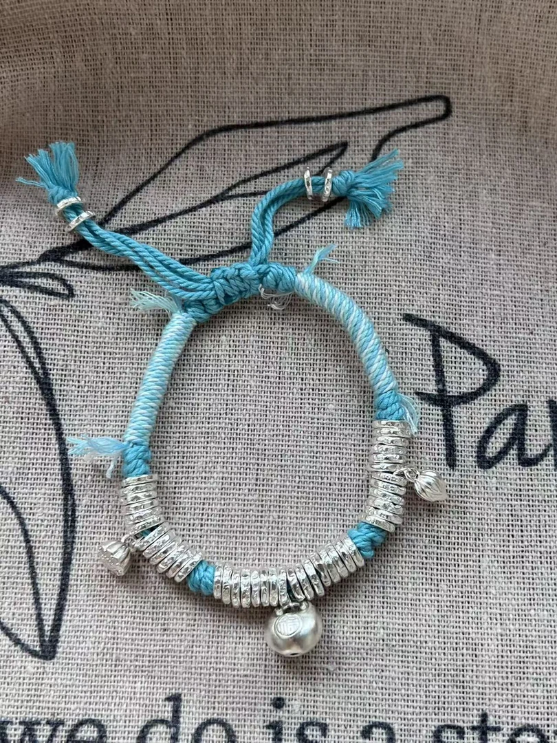 足银布艺银制品 纯手工足银999盘缠手串