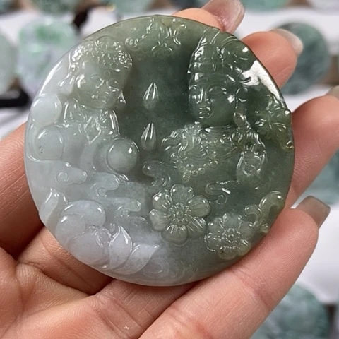 翡翠颈饰未镶嵌送子观音福利