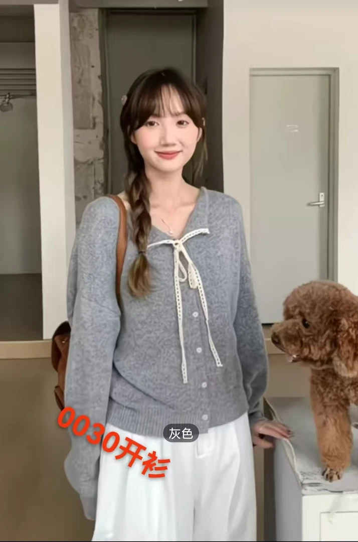 0030针织休闲风学院风女秋季毛针织衫