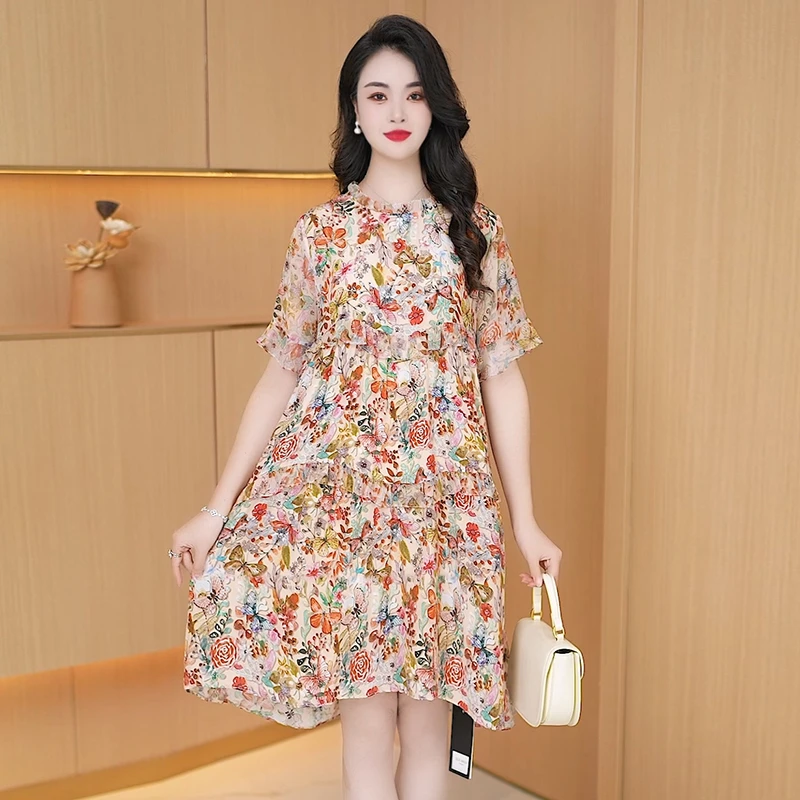 【连衣裙】夏季时尚气质显瘦减龄法式休闲洋气韩版印花连衣裙