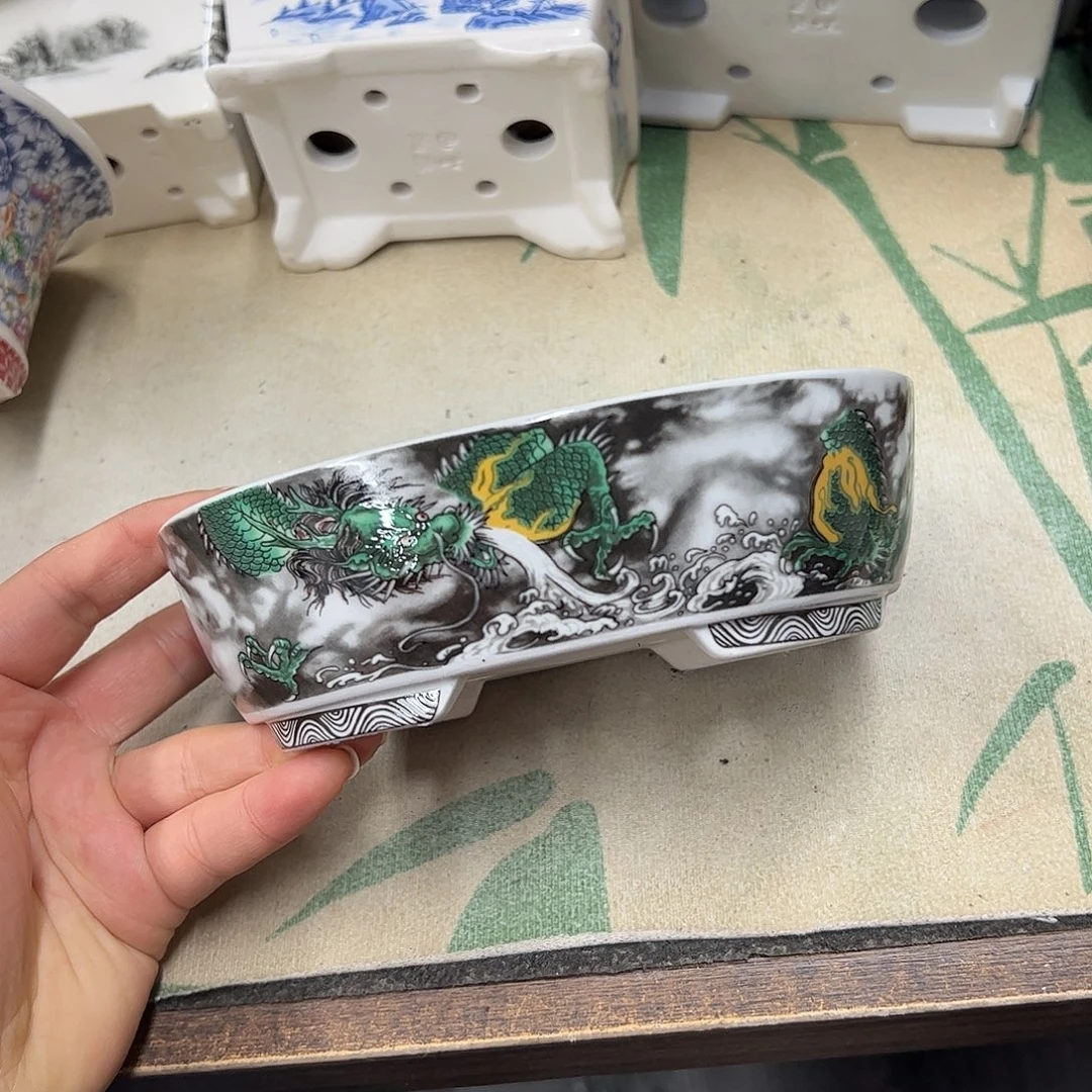 花盆紫砂139号瑕疵15/12/5cm仿手绘青龙