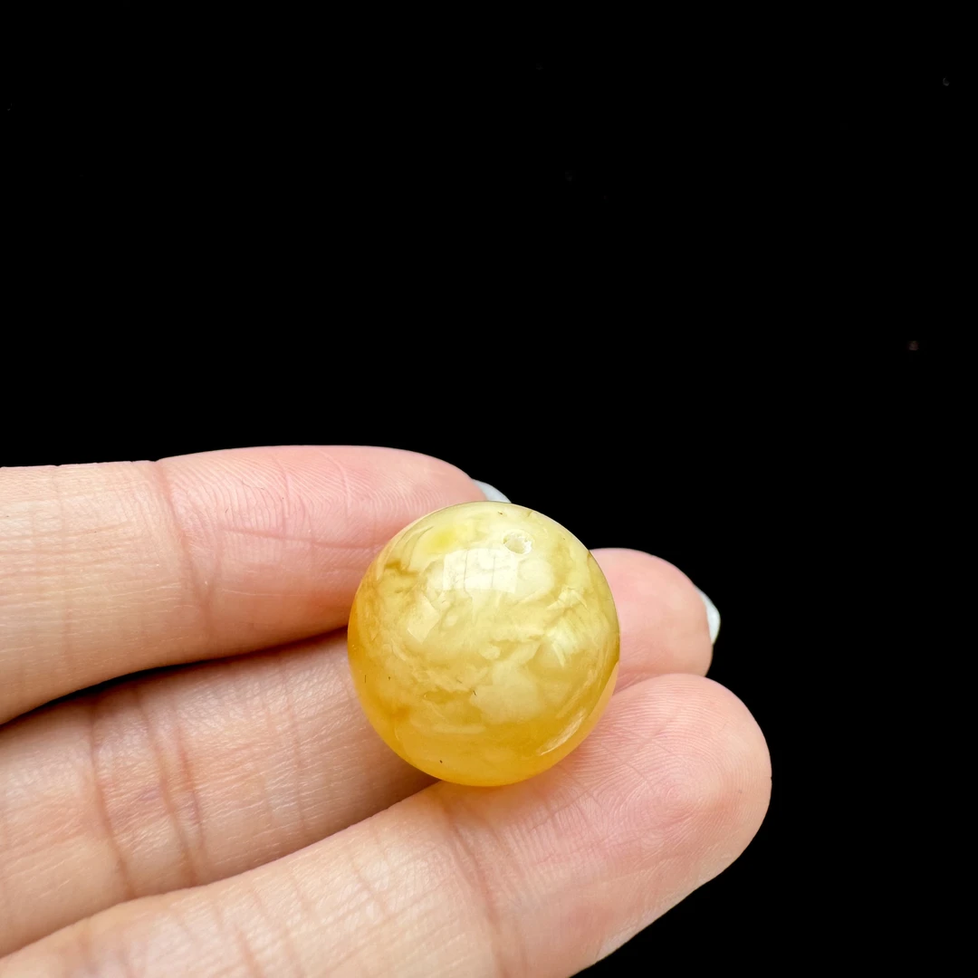 R2073【瑕疵 有花粉】 天然蜜蜡 圆珠17 mm 支持复检 假一罚四