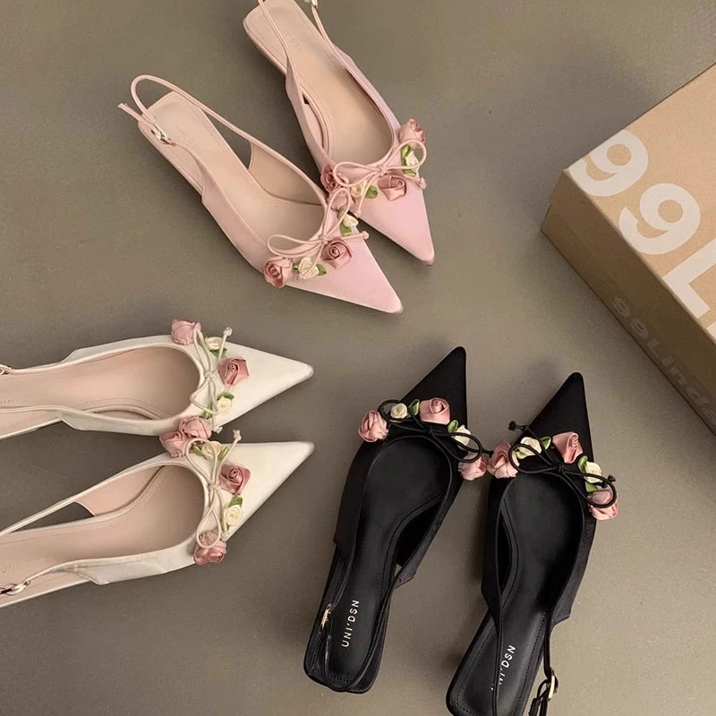 新中式高跟鞋法式包头凉鞋仙女风女鞋春夏白色高跟凉拖鞋韩版单鞋