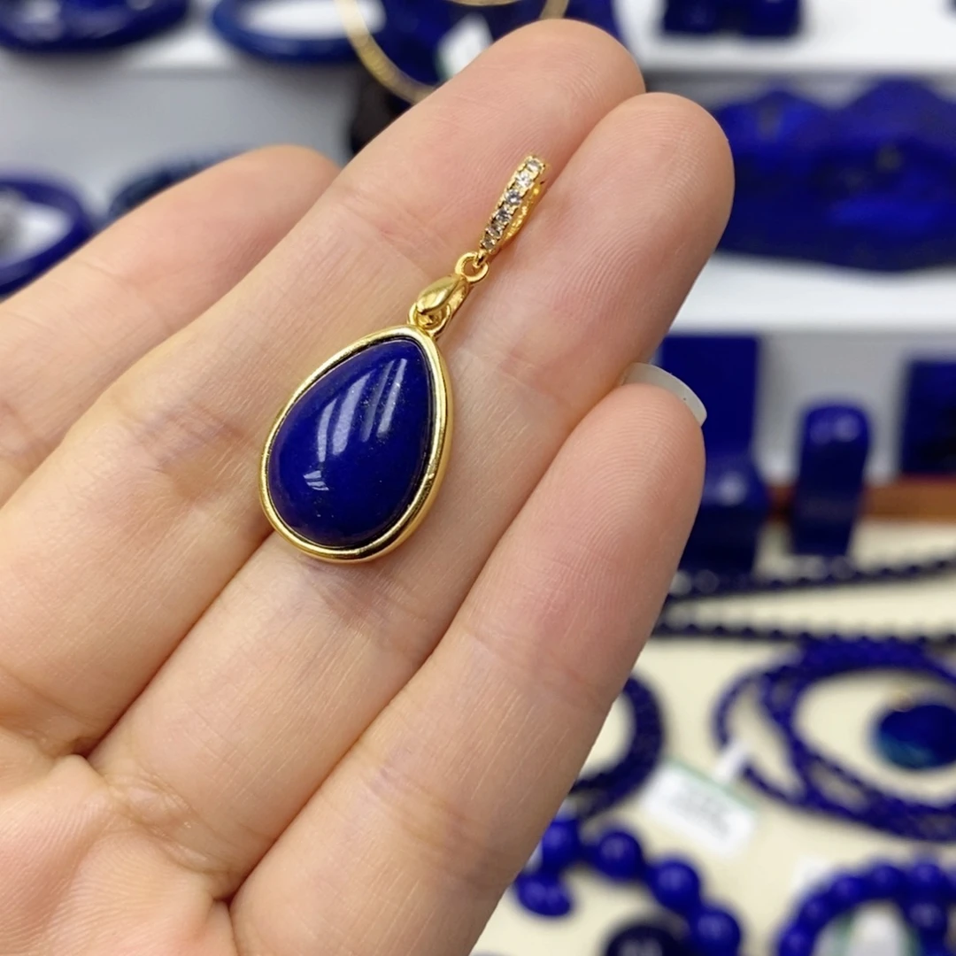 青金石颈饰银S925镀金镶嵌