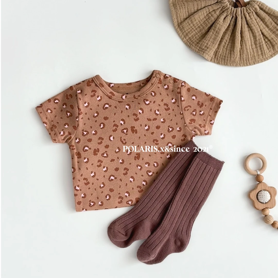 小豹纹 | 小月龄男女宝宝夏天短袖螺纹棉包屁衣哈衣