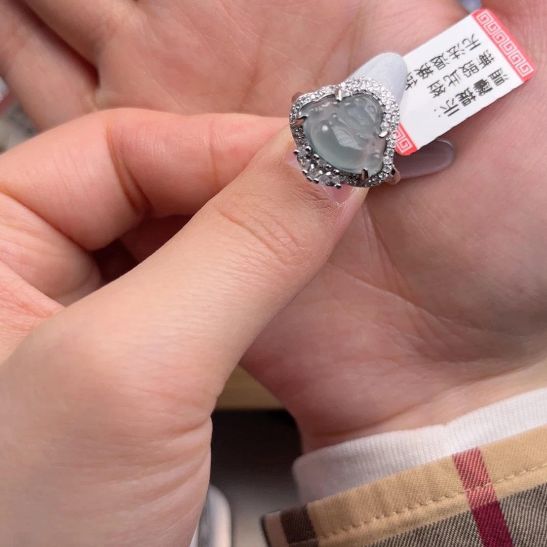 翡翠戒指银S925镶嵌66588