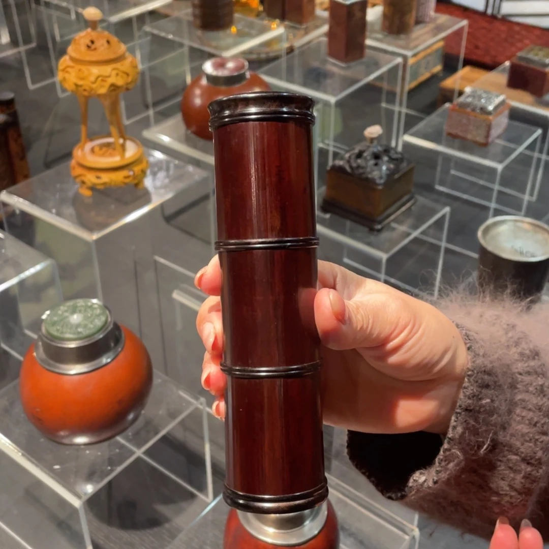 紫砂茶道老煤竹三节茶叶罐
