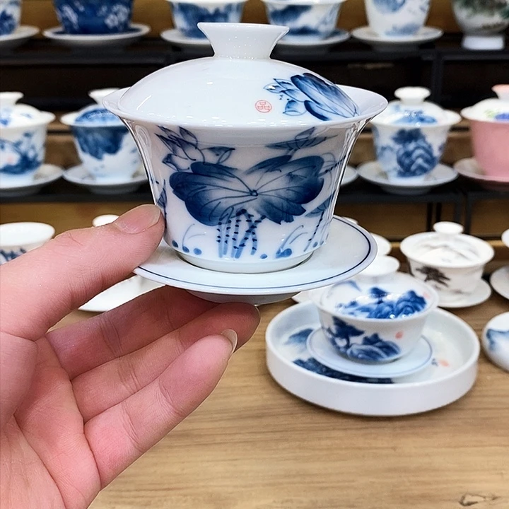 杯吴氏品雅手绘盖碗