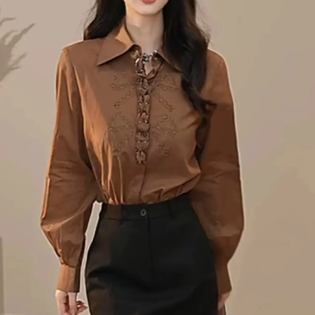 阿玛施【官方正品】26新款气质优雅重工蕾丝衬衣百搭时尚衬衫530039