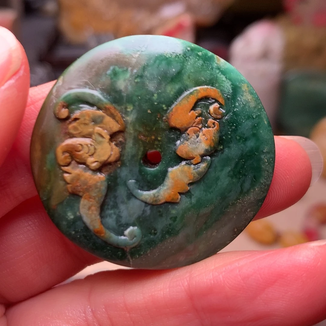 昌化石源头绿精品平安扣