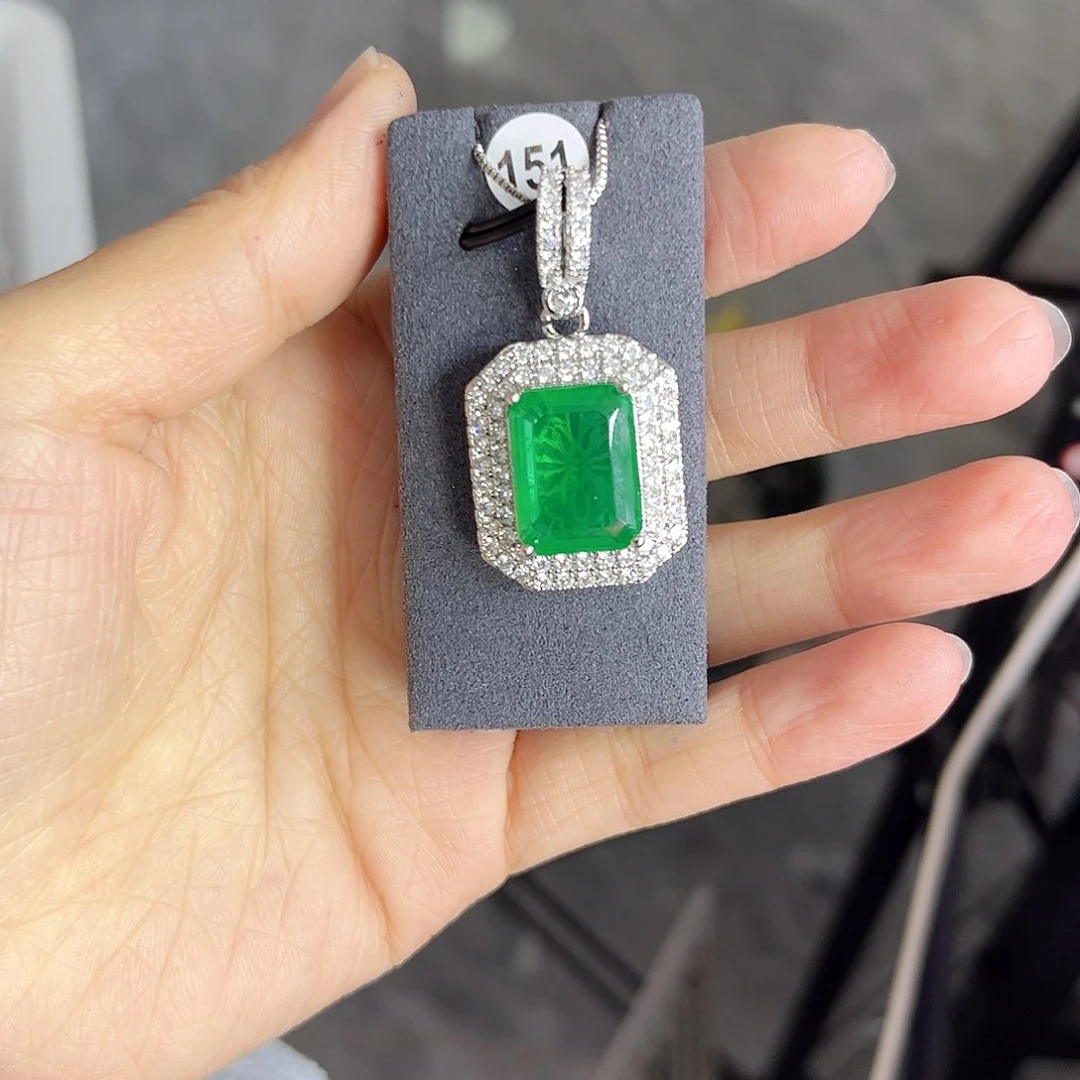 颈饰银S925镶嵌祖母绿