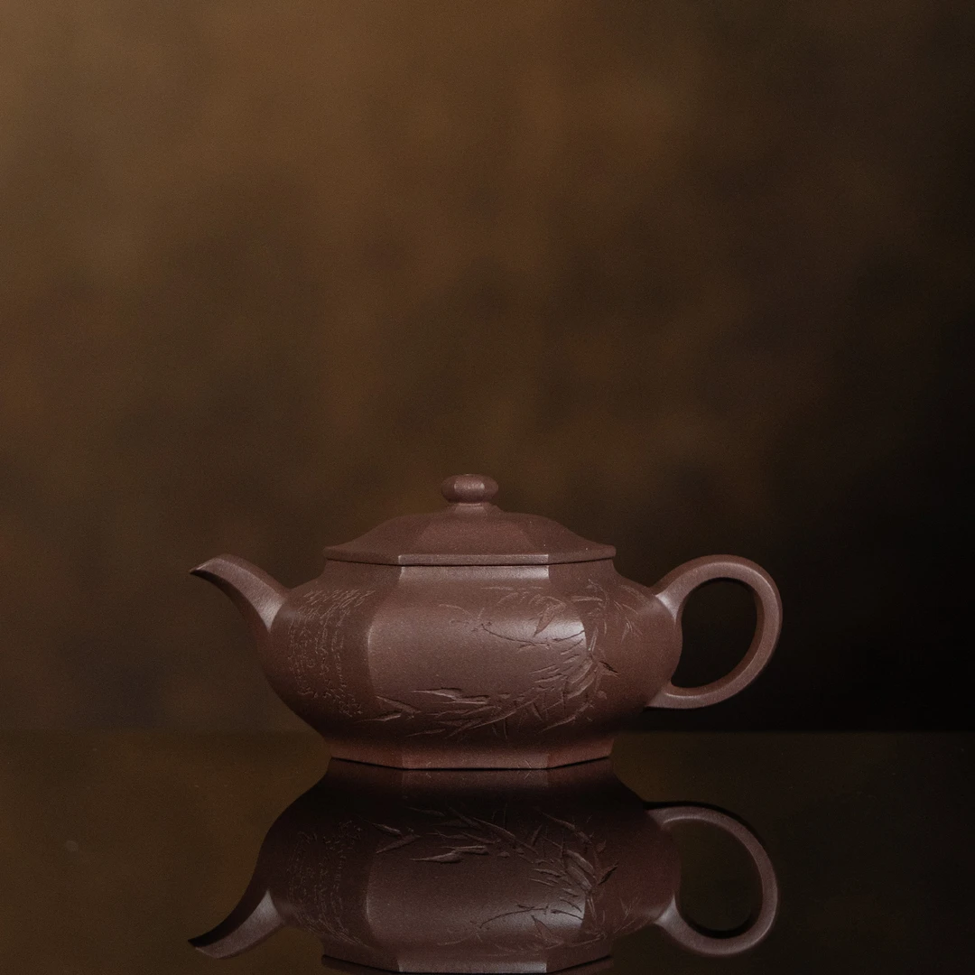 【利贞｜文竹六方】原矿紫泥约140cc手工制宜兴紫砂壶茶具DTGT