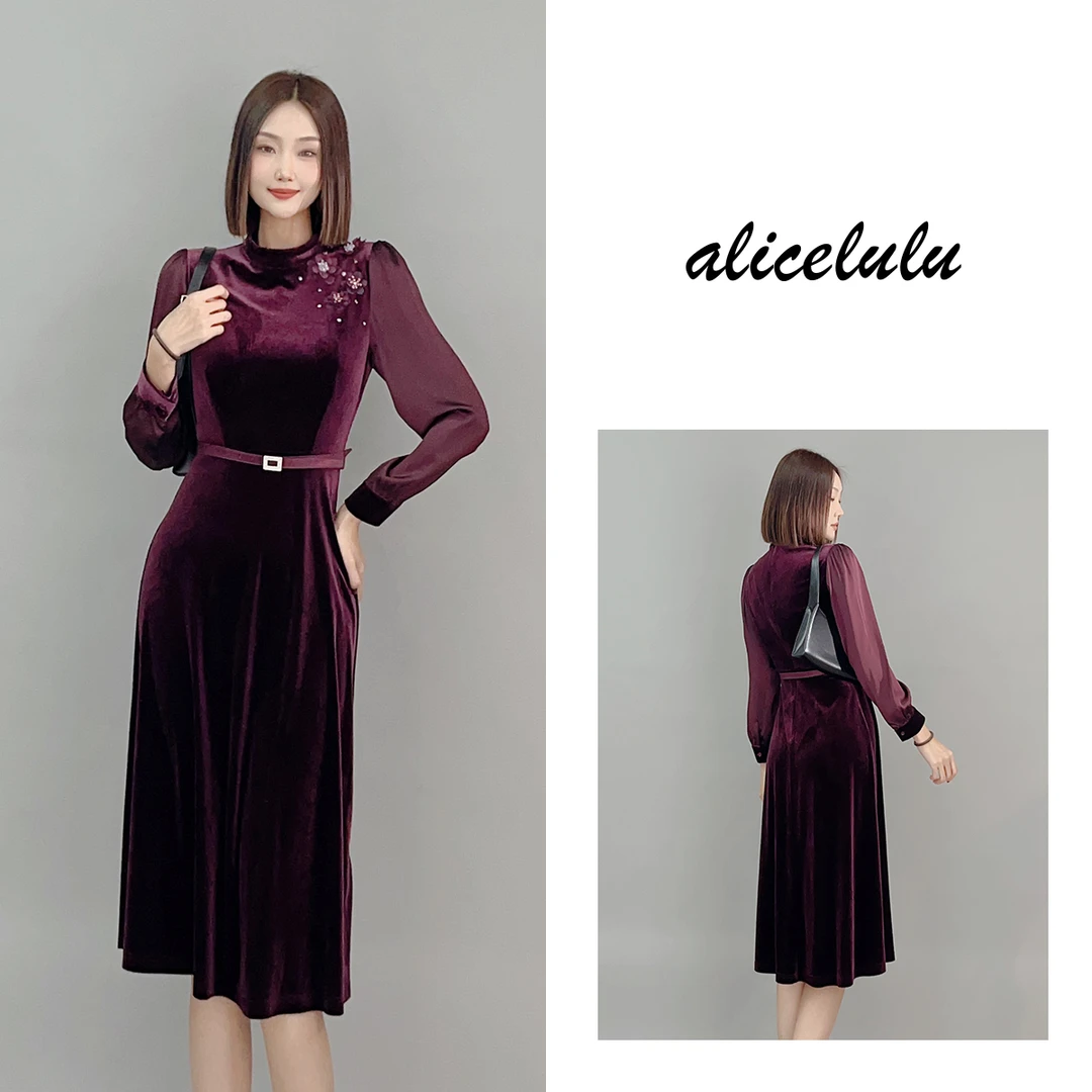 1 ALICE 春花烂漫连衣裙 华美丝绒 立体花朵 S1034802Q