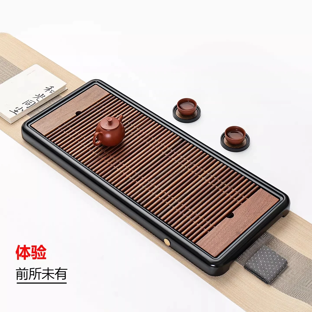 电木茶盘家用实木茶海简约托盘新中式电胶木排水蓄水式两用干泡台
