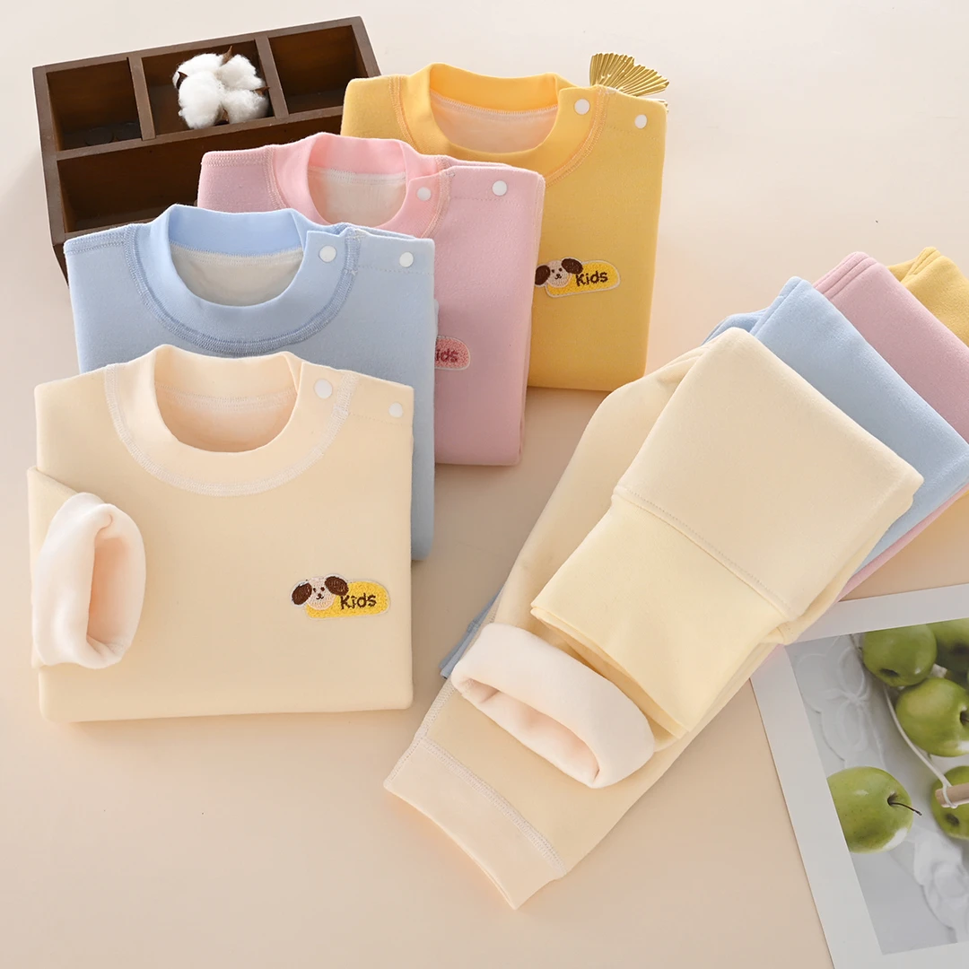 （格伦贝拉专享）儿童秋冬加绒套装无骨真德绒保暖衣宝宝加厚打底衣