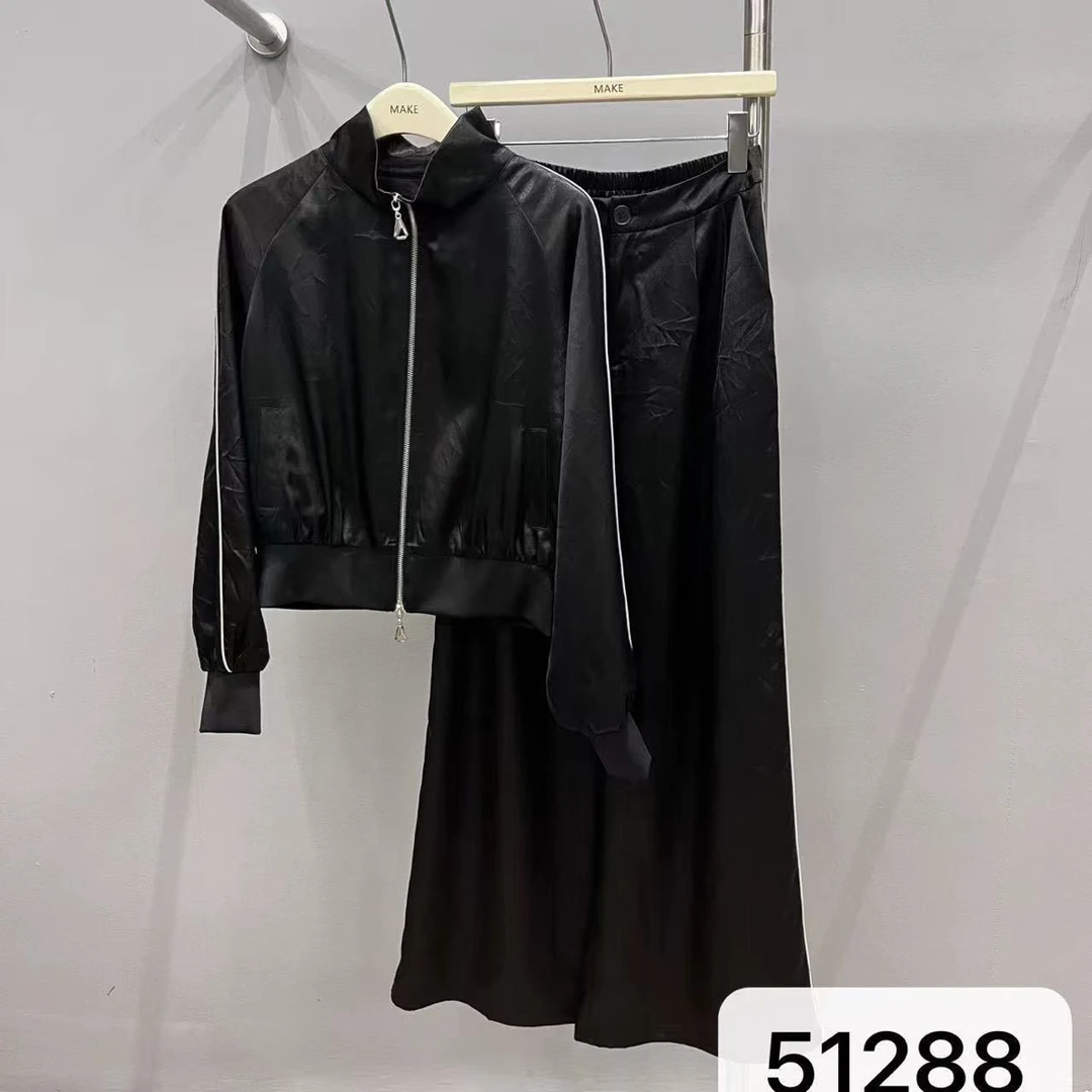 MK#51288秋季福利高品质套装长裤+双拉链外套，衣长：50，裤长：103cm