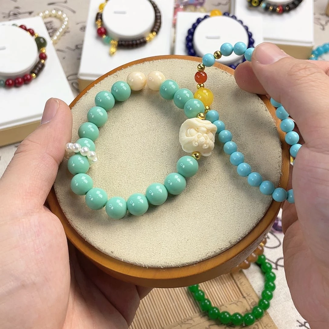 绿松石手饰银S925镀金镶嵌