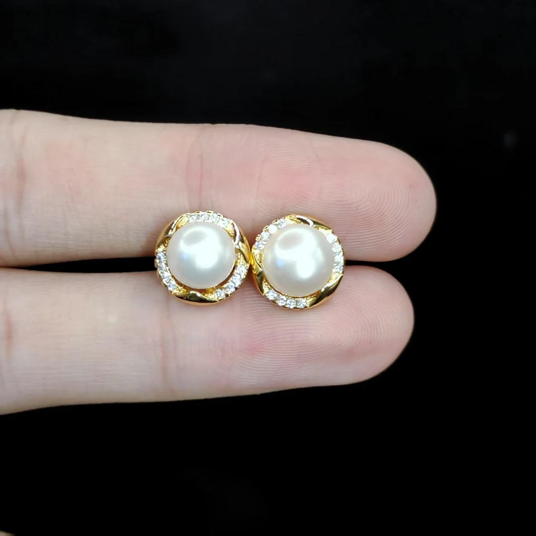 【李想精选】珍珠蛋面耳钉YH【多样性发其一】约7mm