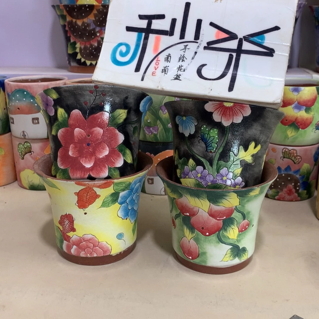 平**来福利花盆，手绘花盆