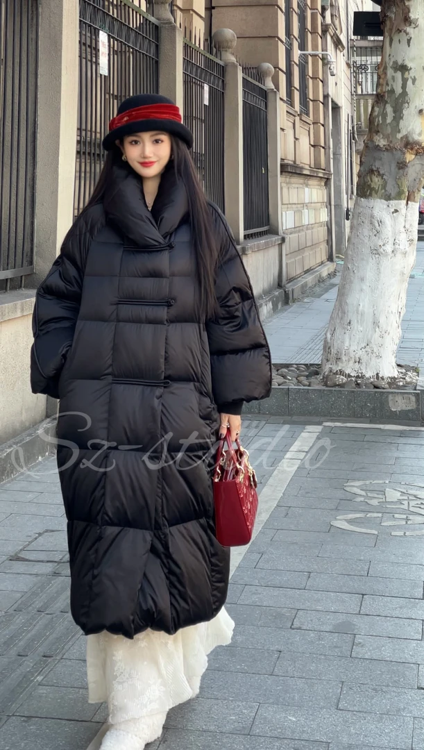 【锦绣未央】红人上新雅丹风冬季长款羽绒服宽松轻柔白鸭绒外套sz