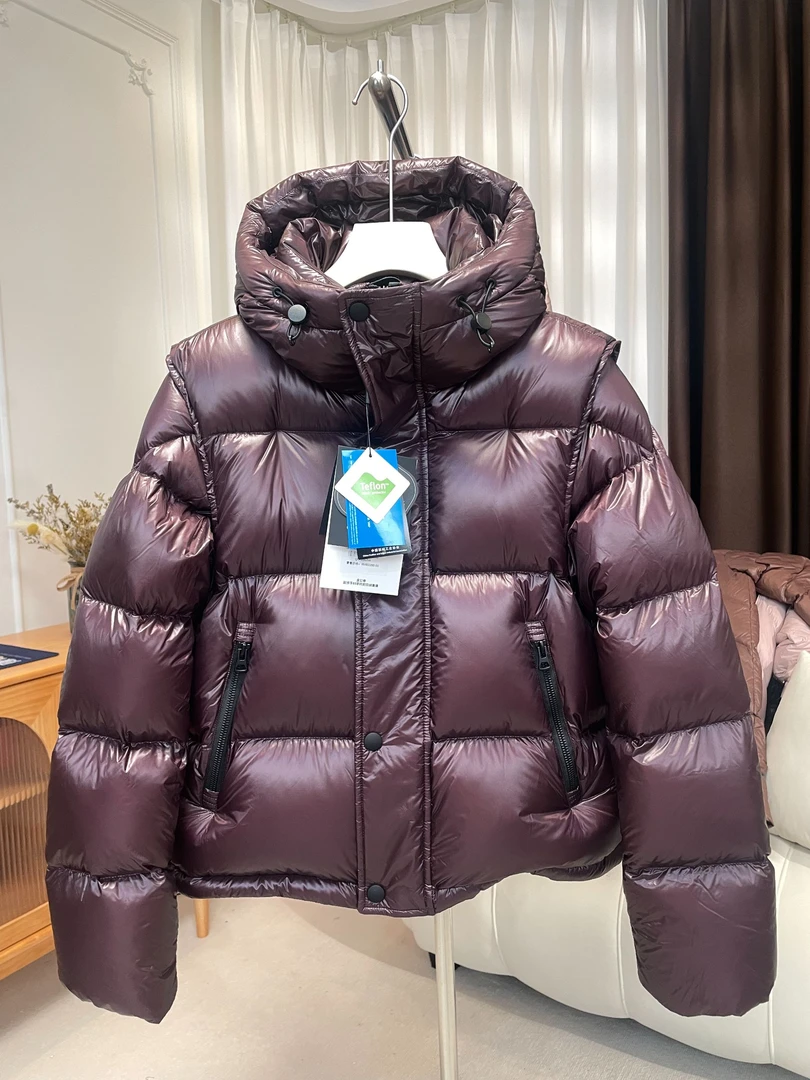 【QUANGTONE传承系列~95鸭绒足龄绒】可脱卸袖厚款休闲短款羽绒服