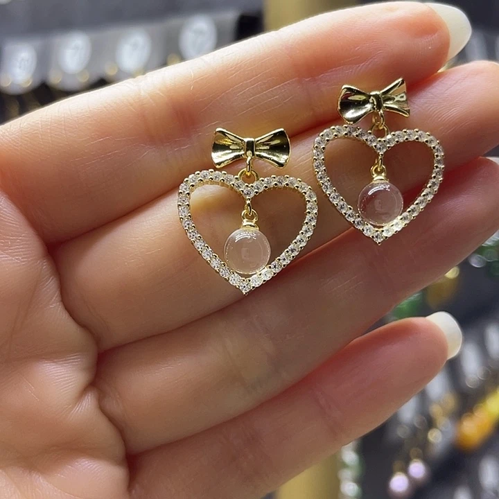 水晶耳饰银S925镶嵌