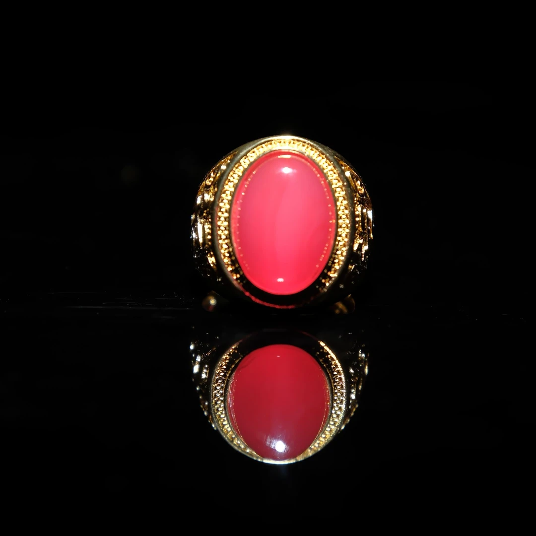 大福戒红玛瑙玉髓宝石戒指【216】