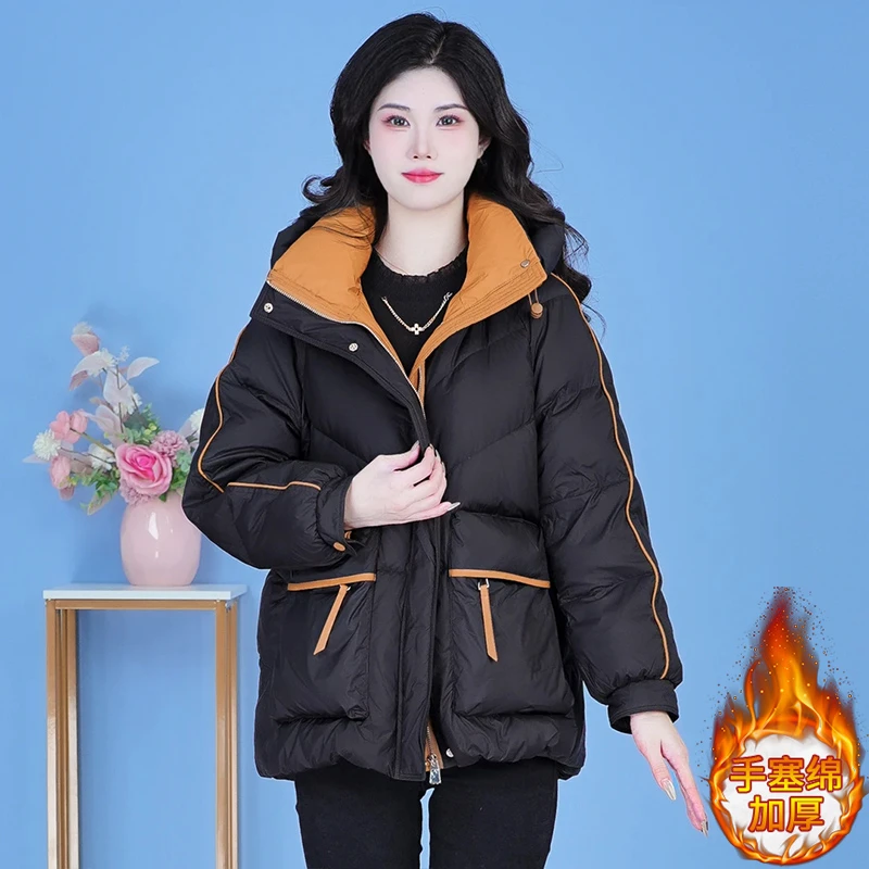 小众洋气保暖加厚连帽棉服女2025秋冬季新款韩系休闲宽松显瘦外套