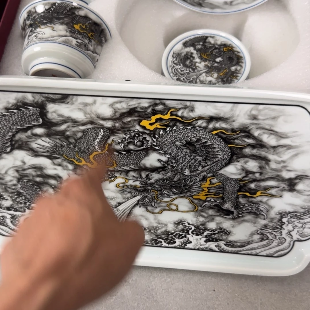 摆件黑墨龙吸水干泡台