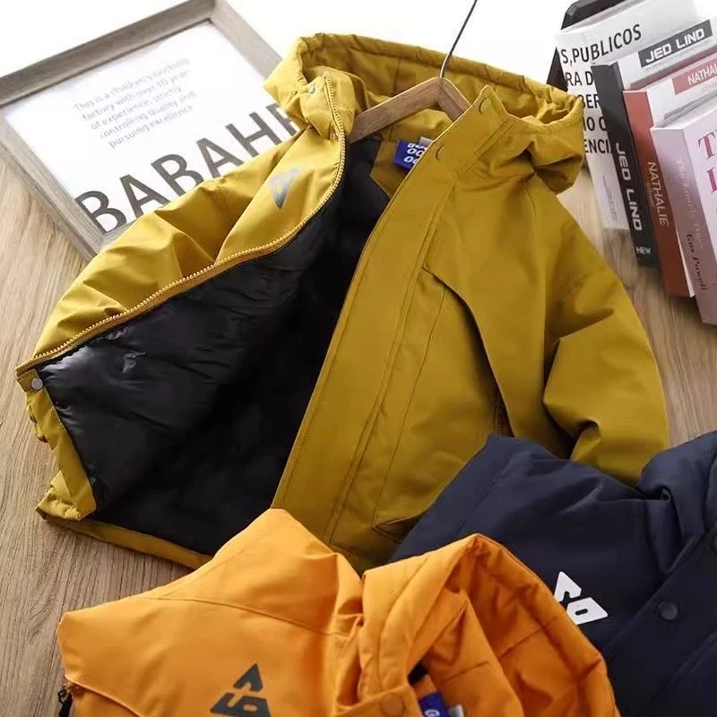 【加厚冲锋衣】2025冬季儿童棉服工装派克男女童加厚连帽宝宝外套潮