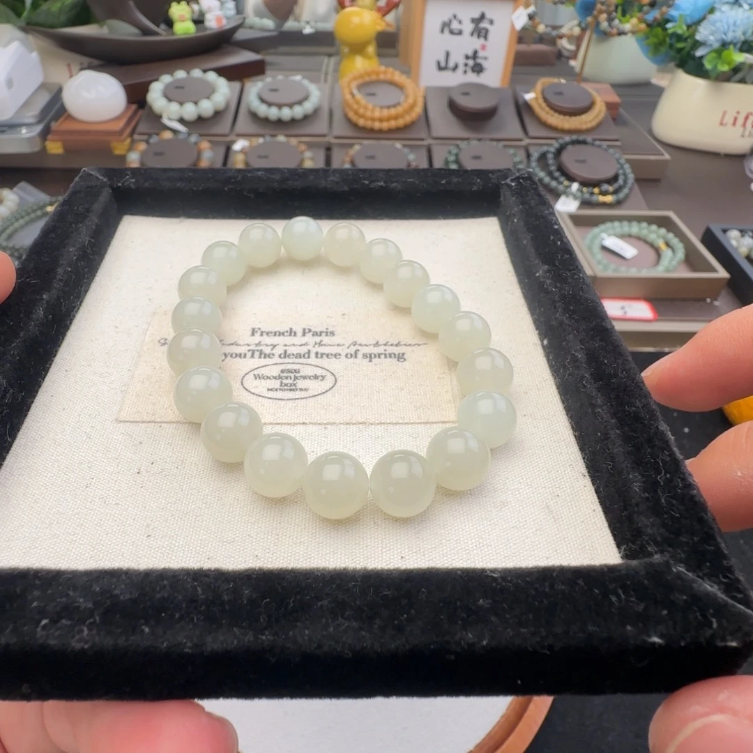 和田玉未镶嵌手链卡10于阗白玉，8