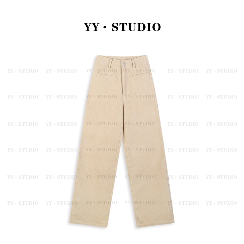 【丢丢专属】送腰带）早秋款休闲灯芯绒窄版前口袋百搭直筒裤YY-3273