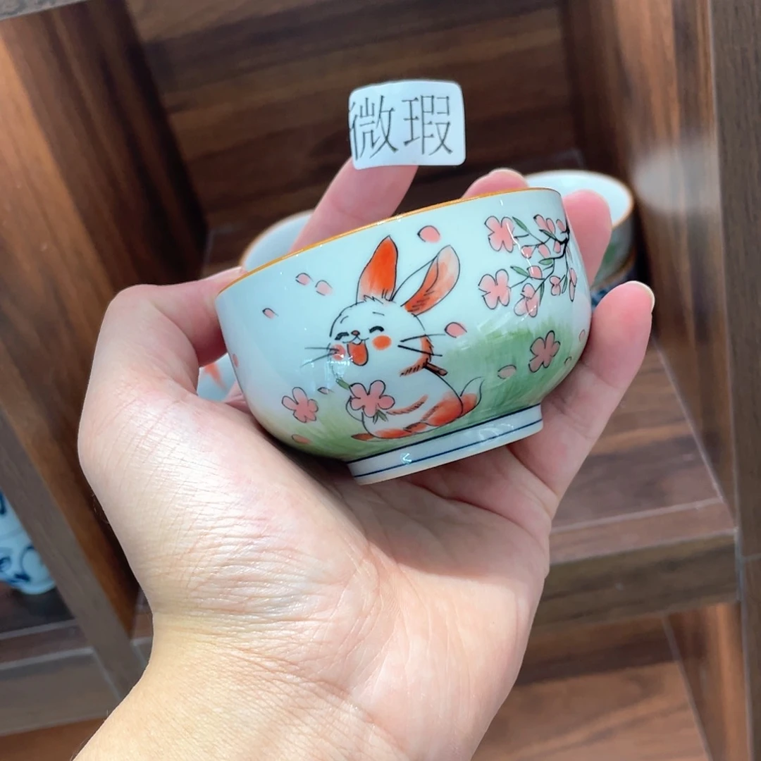 釉下手绘茶具微瑕