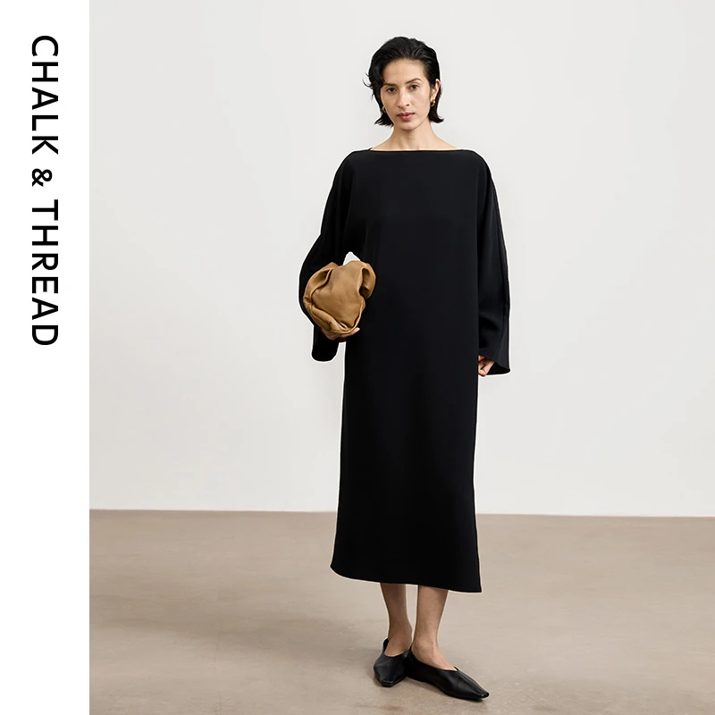 CHALK&THREAD黑色春夏连袖连衣裙