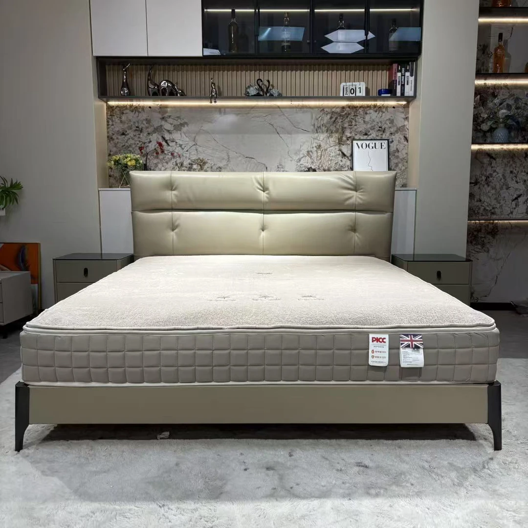 方块软床 主卧床橡胶木皮艺床婚床软包床简约美式现代简约款