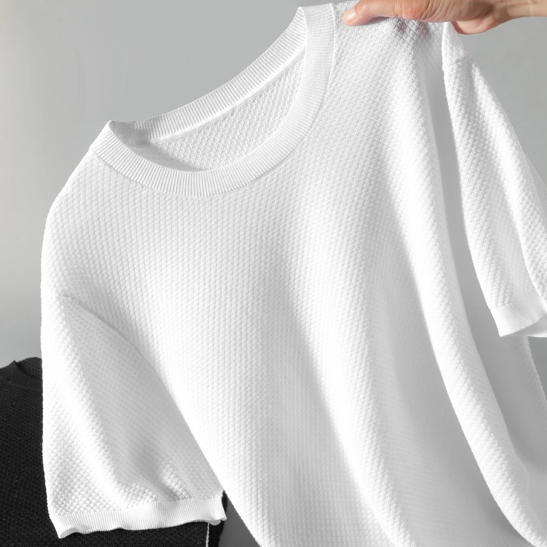 【天丝圆领短袖T恤】男女同款夏季菠萝纹圆领短袖透气冰丝短袖T恤