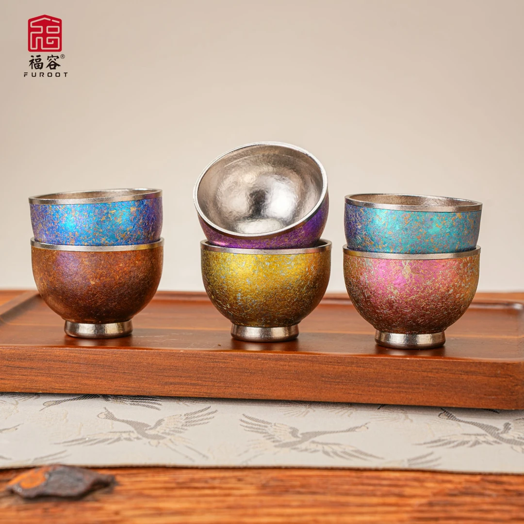 福容-纯钛彩钛茶杯带底座客杯
