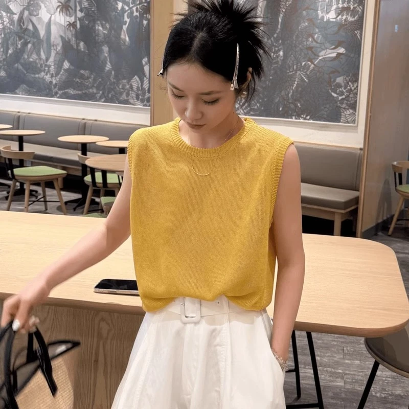 冰丝薄款针织衫针织背心女2025新款夏季宽松独特漂亮马甲无袖上衣