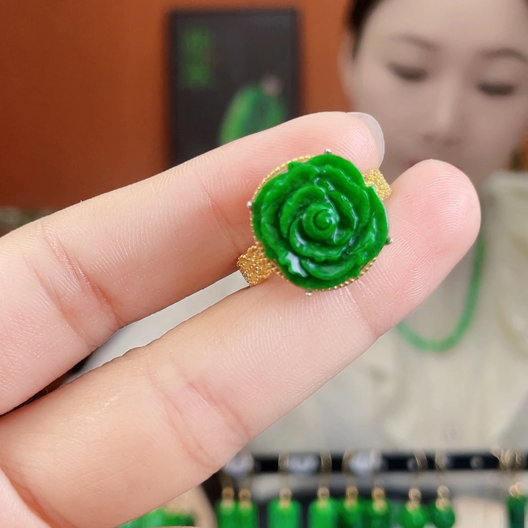 翡翠银S925镶嵌耳饰