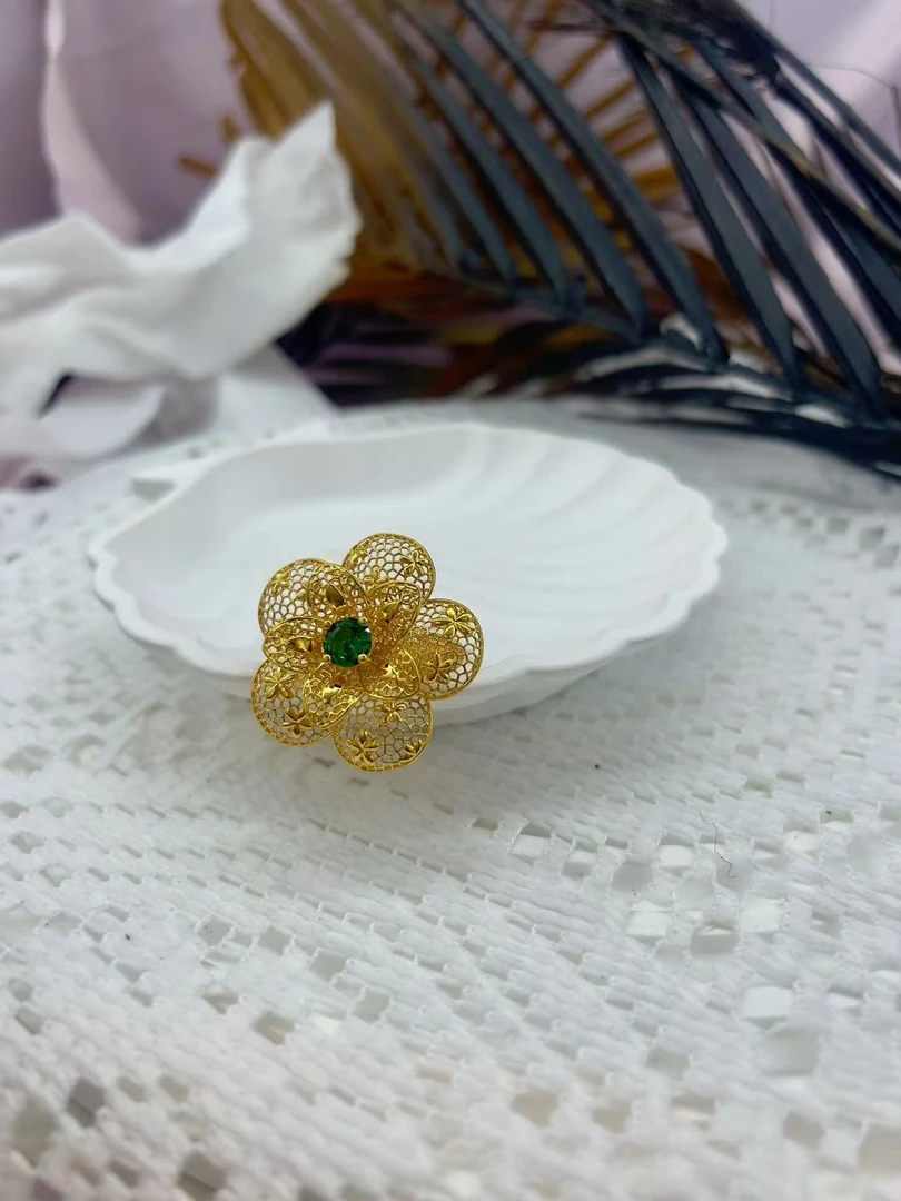 合金手镯 kaplima altun uzuk尚手镯手工气质轻奢金色重工中古