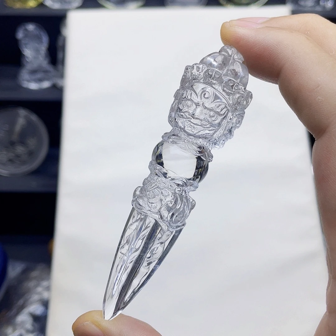 未镶嵌颈饰水晶白水晶精雕金刚降魔杵